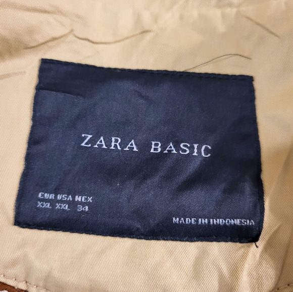 Zara Basic Kahki long Sleeve Trench Coat - Picture 12 of 13